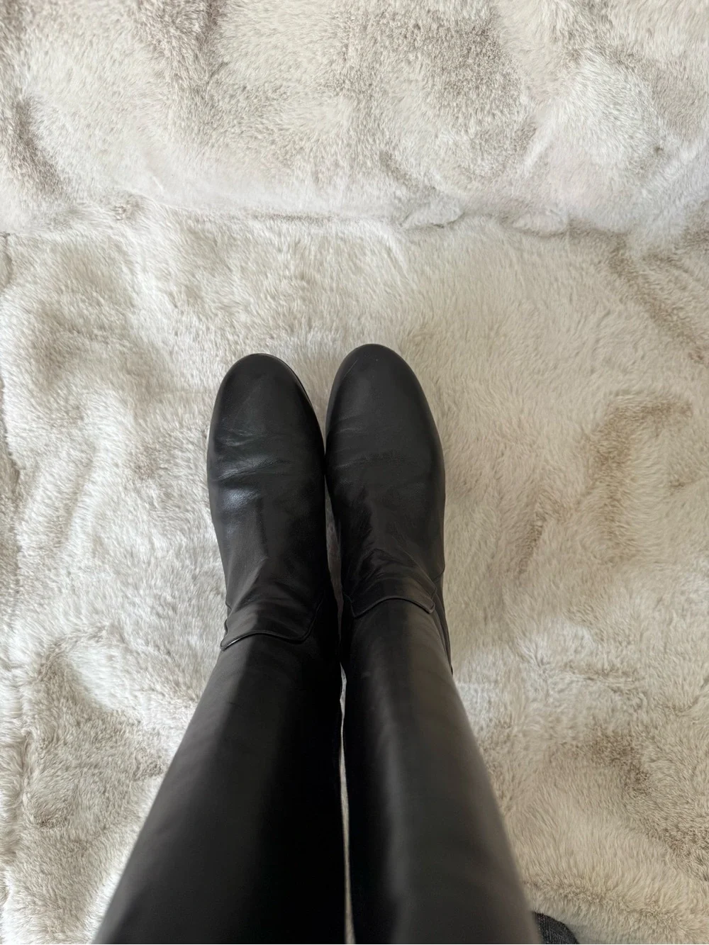 Worn once! Delman Black Nappa Leather Knee Hight Boots 7,5
